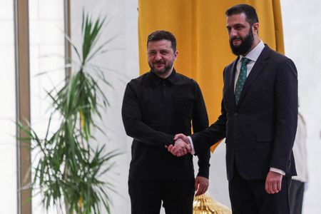 Ukraine's President Volodymyr Zelenskiy meets Syria's President Ahmed al-Sharaa in