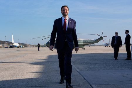 FILE PHOTO: U.S. Vice President JD Vance boards Air Force