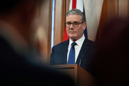 Britain's Prime Minister Keir Starmer speaks during a press conference