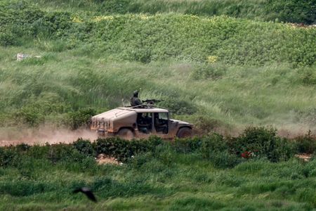 Israeli military vehicle manouvres in Lebanon, as seen from the