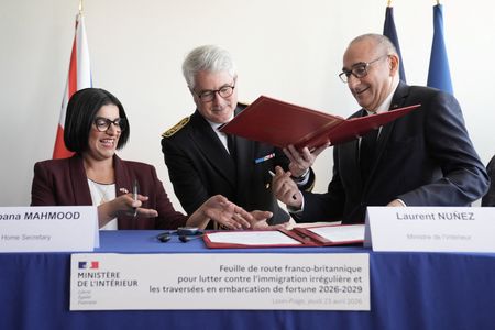 British Home Secretary Shabana Mahmood visits France