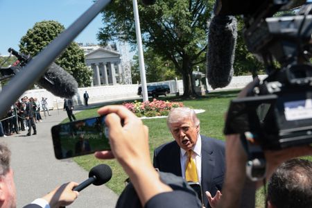 U.S. President Trump departs the White House en route to