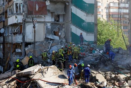 Aftermath of Russian missile and drone strikes, in Kyiv