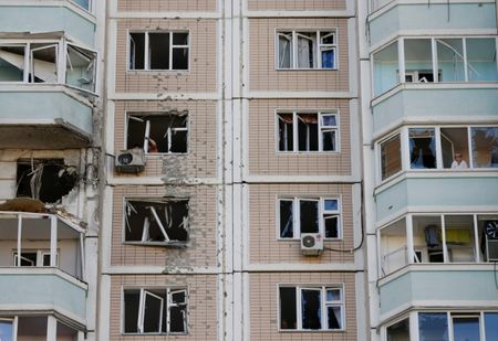 Aftermath of a Ukrainian drone attack in Moscow region