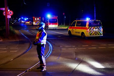 A convoy with an ambulance believed to be carrying an