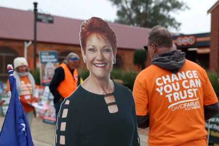 FILE PHOTO: A campaign sign depicting One Nation leader Pauline