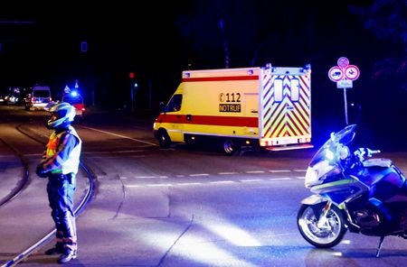 An ambulance believed to be carrying an American health worker,