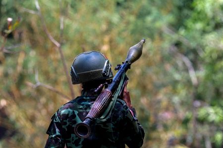 FILE PHOTO: A soldier from the Karen National Liberation Army