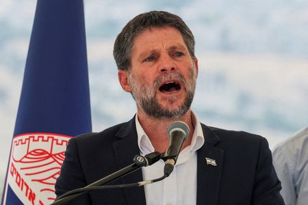 FILE PHOTO: Israeli Finance Minister Smotrich speaks at a press