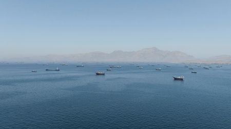 Vessels sail through the Strait of Hormuz