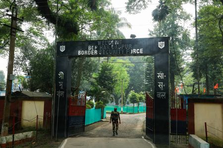 FILE PHOTO: A Border Security Force (BSF) official walks into