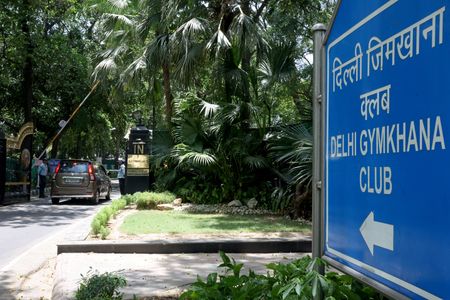 A car enters the Delhi Gymkhana Club in New Delhi