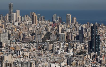 A view shows Beirut's skyline as seen from Mansourieh