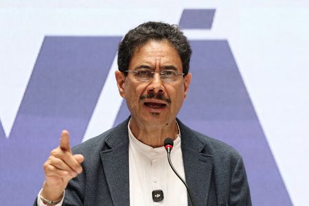 Presidential candidate Ivan Cepeda holds a press conference in Bogota
