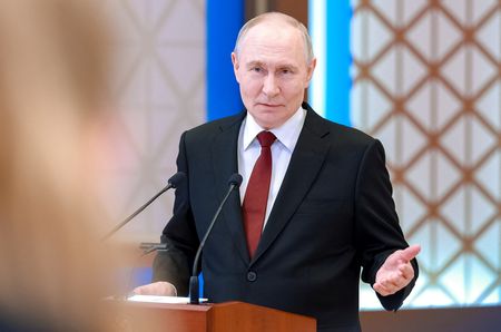Russian President Vladimir Putin holds a press conference in Astana