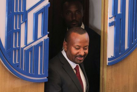 FILE PHOTO: Ethiopia's Prime Minister Abiy Ahmed addresses parliament members