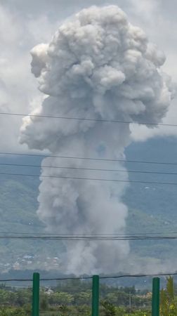 Smoke rises from an explosion in Myanmar as seen from