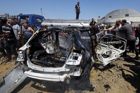 Site of an Israeli strike on a vehicle, in Deir
