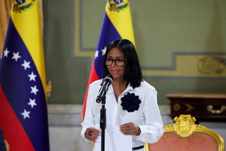 FILE PHOTO: Venezuela's interim President Rodriguez delivers statement, in Caracas