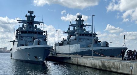 Braunschweig-class corvettes of the German Navy are pictured ahead of
