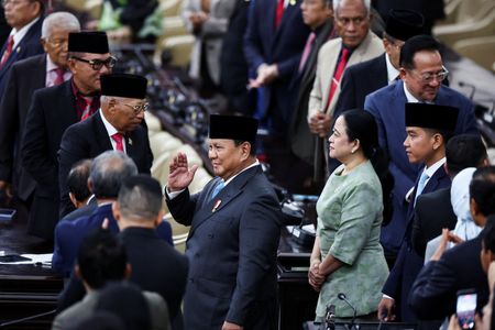 Indonesian President Prabowo Subianto delivers speech at parliament