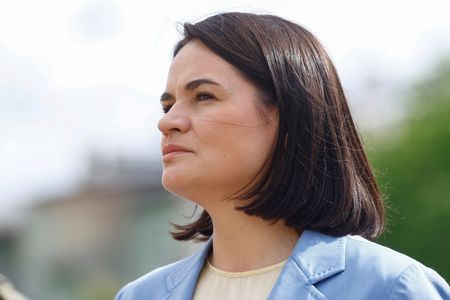 FILE PHOTO: Belarusian opposition leader Tsikhanouskaya visits Kyiv