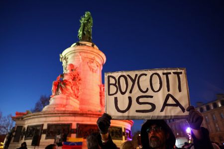 Protesters demonstrate to oppose U.S. actions in Venezuela, in Paris
