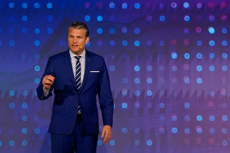 U.S. Secretary of Defense Pete Hegseth speaks to enlistees after