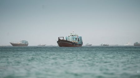 Vessels sail through the Strait of Hormuz, Musandam