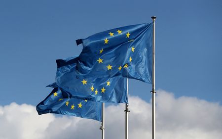 FILE PHOTO: European Union flags fly outside the EU Commission