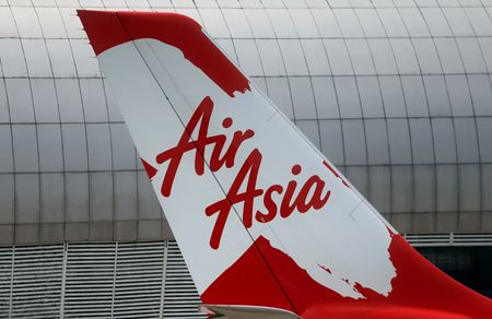 Tail of AirAsia X plane as seen at the Garuda