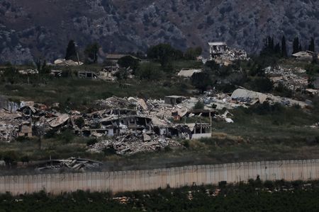 The remains of buildings in southern Lebanon, as seen from