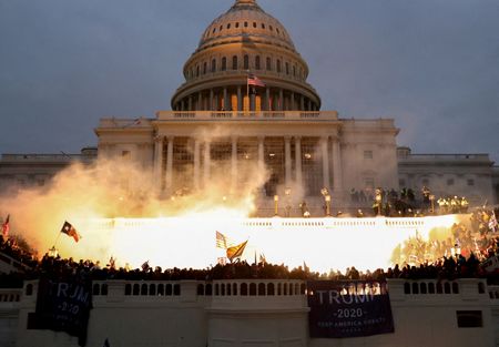 FILE PHOTO: Supporters of U.S. President Donald Trump gather in