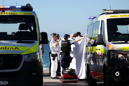 Police and emergency personnel at the scene after reports of