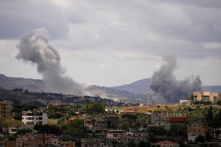 Smoke billows from southern Lebanon, following Israeli strikes, as seen
