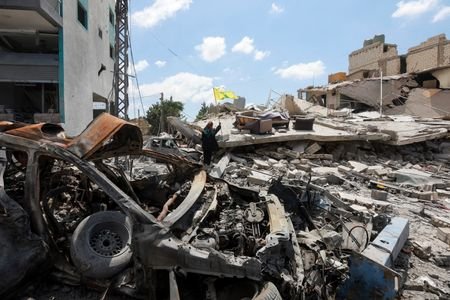 Destruction in Deir Qanoun al-Nahr, Tyre district, southern Lebanon