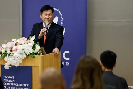 Taiwan Foreign Minister Lin Chia-lung holds a press conference with