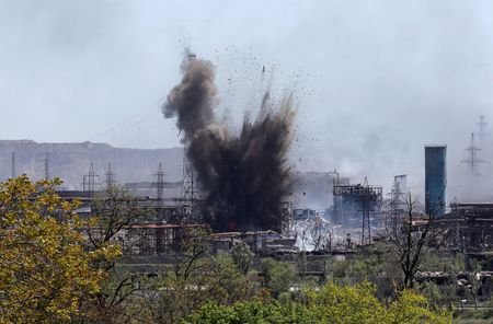 FILE PHOTO: A view shows a plant of Azovstal Iron