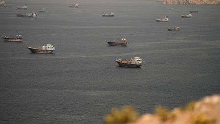 Vessels at the Strait of Hormuz, as seen from Musandam