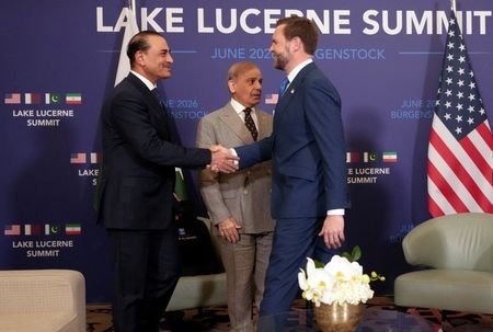 FILE PHOTO: U.S. Vice President JD Vance with Pakistan's Chief