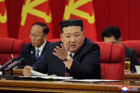 North Korean leader Kim Jong Un attends the second plenary