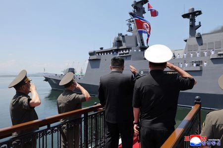 Commissioning ceremony of the new multipurpose destroyer Choe Hyon at