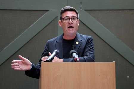 FILE PHOTO: Britain's Makerfield MP Burnham delivers a speech at