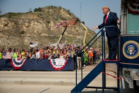 U.S. President Donald Trump attends the dedication of the Theodore