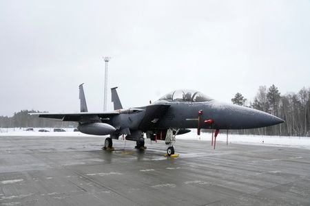 U.S. Air Force fighter F-15 is seen in the Amari