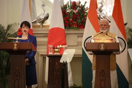Japanese Prime Minister Sanae Takaichi and her Indian counterpart Narendra