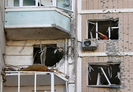 Aftermath of a Ukrainian drone attack in Moscow region