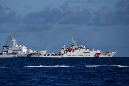 A China Coast Guard vessel sails near a Japan Coast