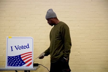 FILE PHOTO: A person votes at a polling station in