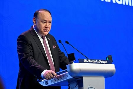 FILE PHOTO: Philippines' Defence Secretary Gilberto Teodoro Jr speaks at